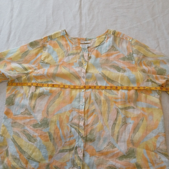 Rachel Zoe Size 3X Linen Button Up Lightweight Print Blouse - Picture 7 of 9